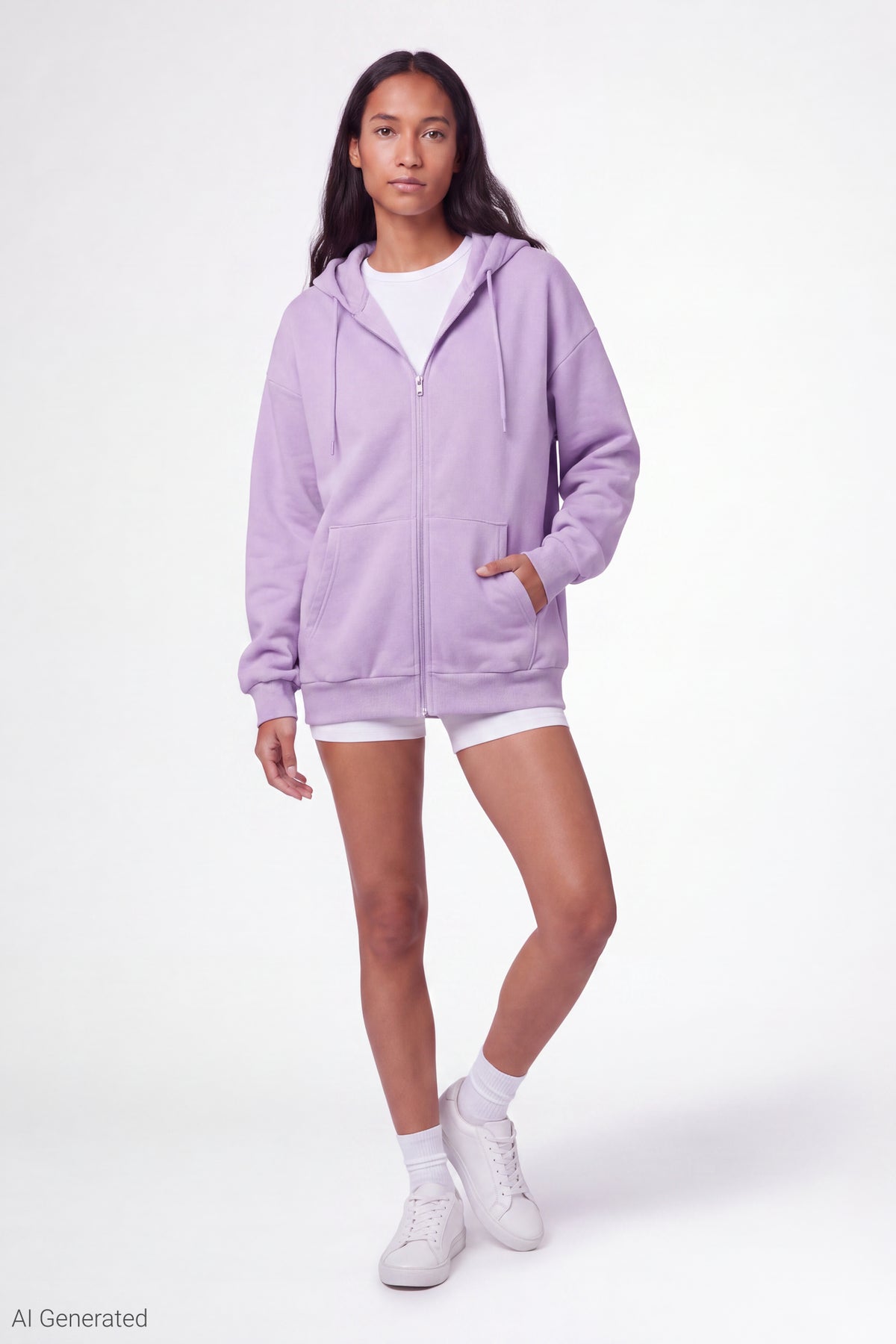 Alt View 2. Fleece Zip Hoodie - Purple