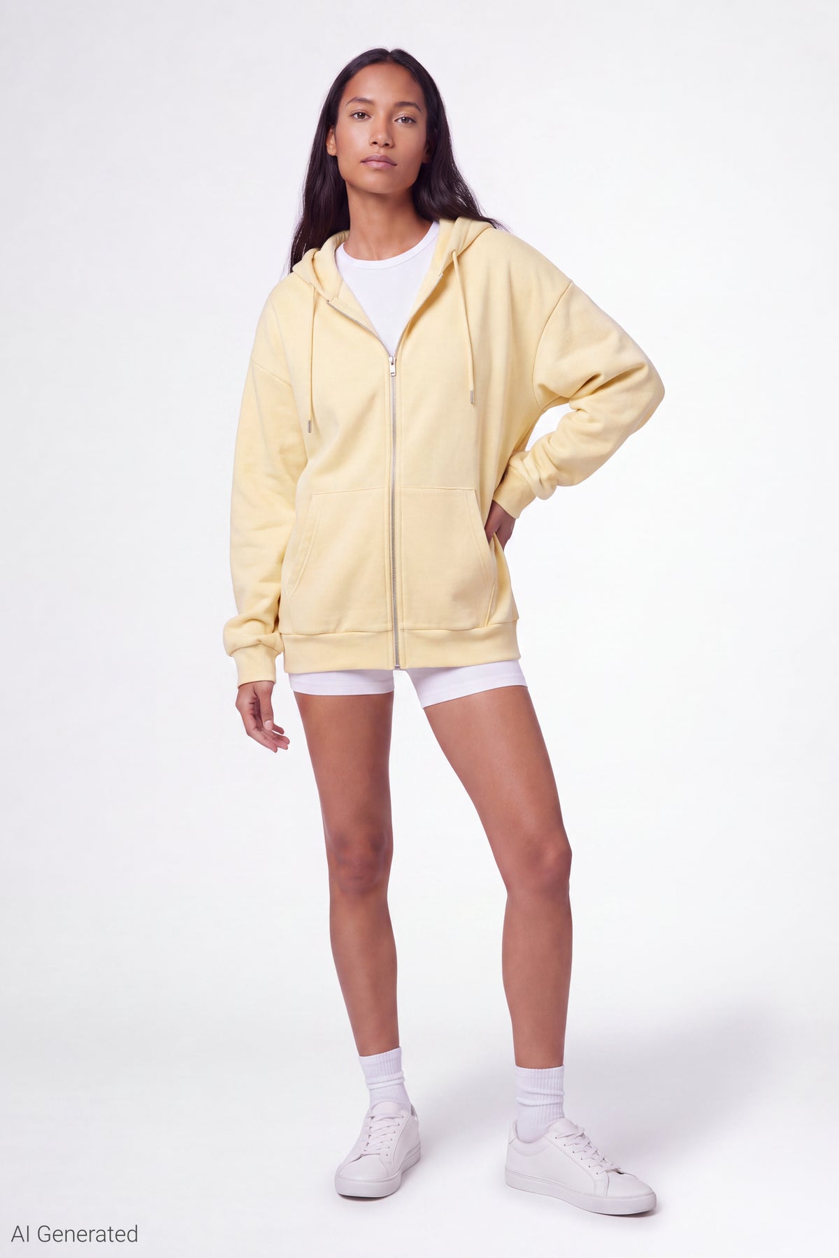 Alt View 2. Fleece Zip Hoodie - Yellow