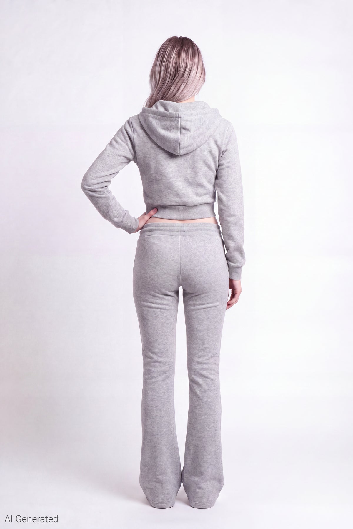 Alt View 3. Fleece Graphic Zip Hoodie - Heather Grey