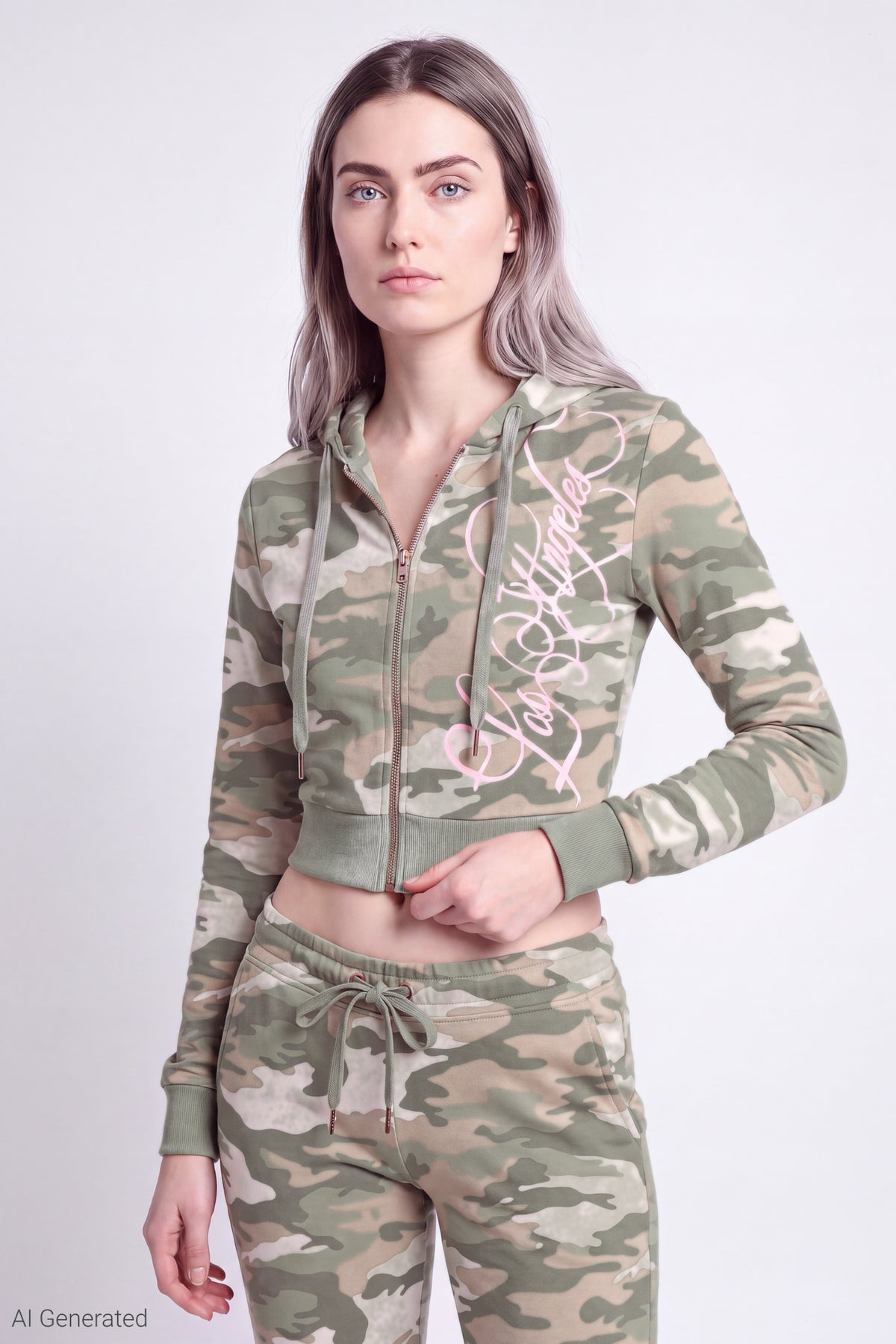 Fleece Graphic Zip Hoodie - Camouflage