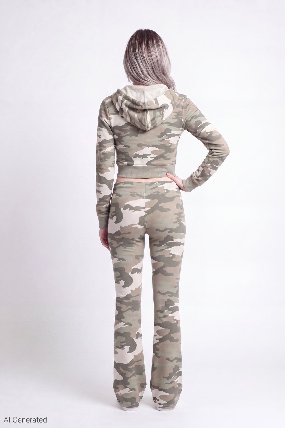 Alt View 3. Fleece Graphic Zip Hoodie - Camouflage