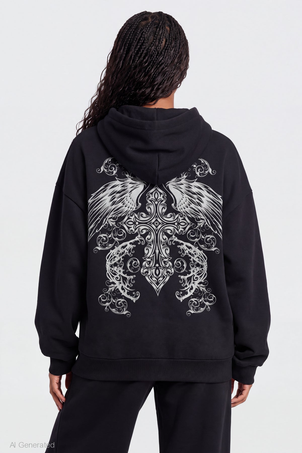 Graphic Zip Hoodie - Black