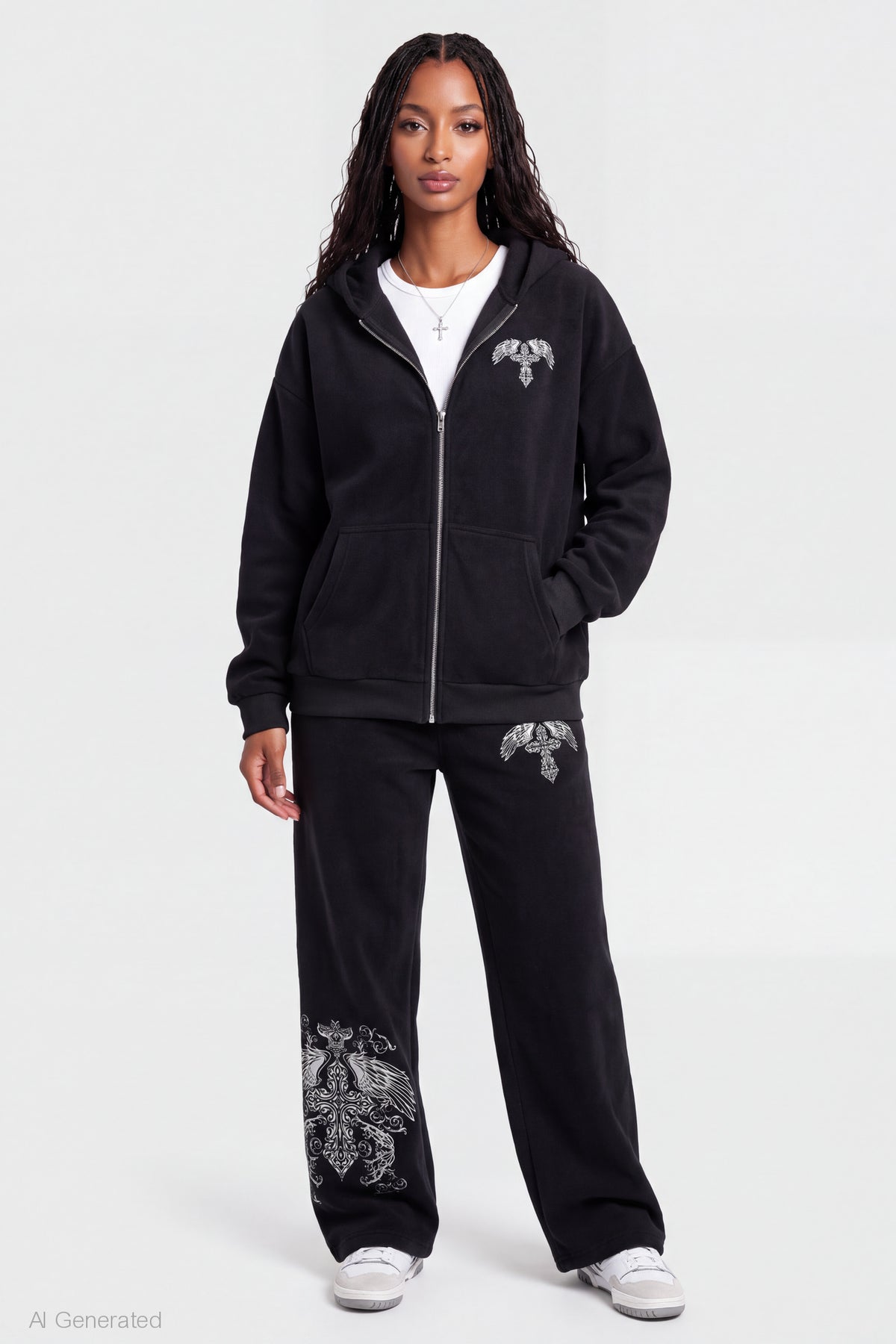 Alt View 3. Graphic Zip Hoodie - Black
