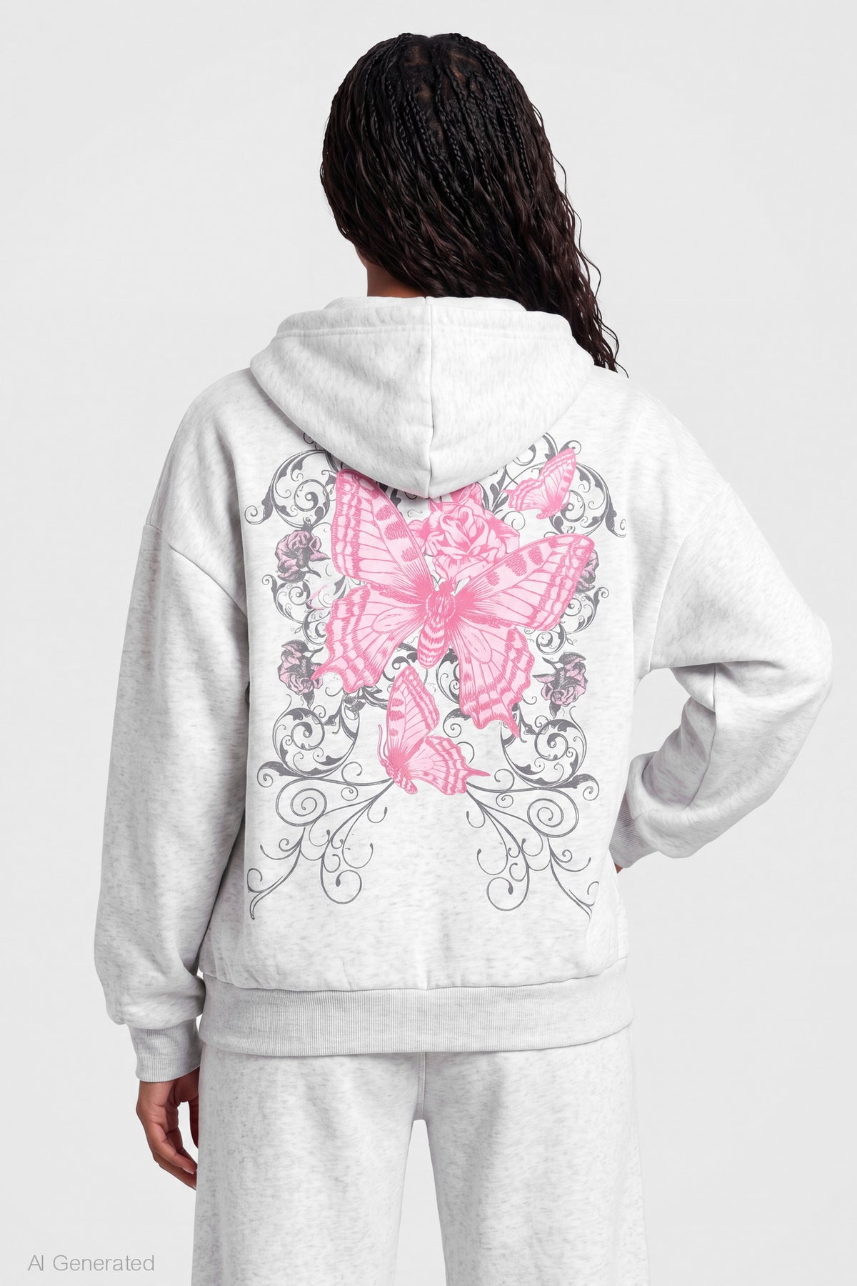 Alt View 2. Graphic Zip Hoodie - Light Grey