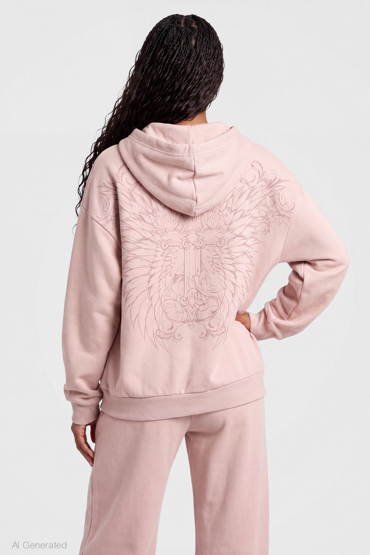 Alt View 2. Graphic Zip Hoodie - Cream