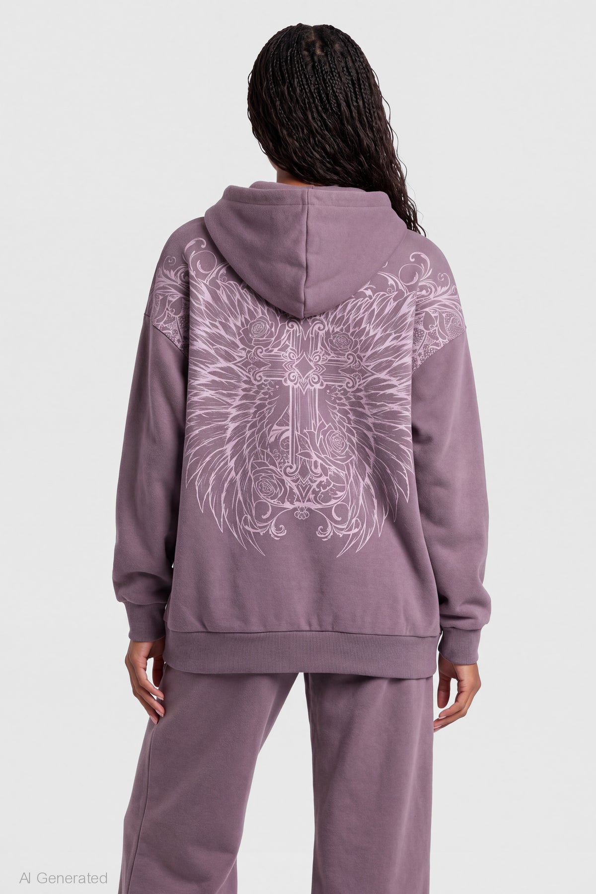 Alt View 2. Graphic Zip Hoodie - Purple