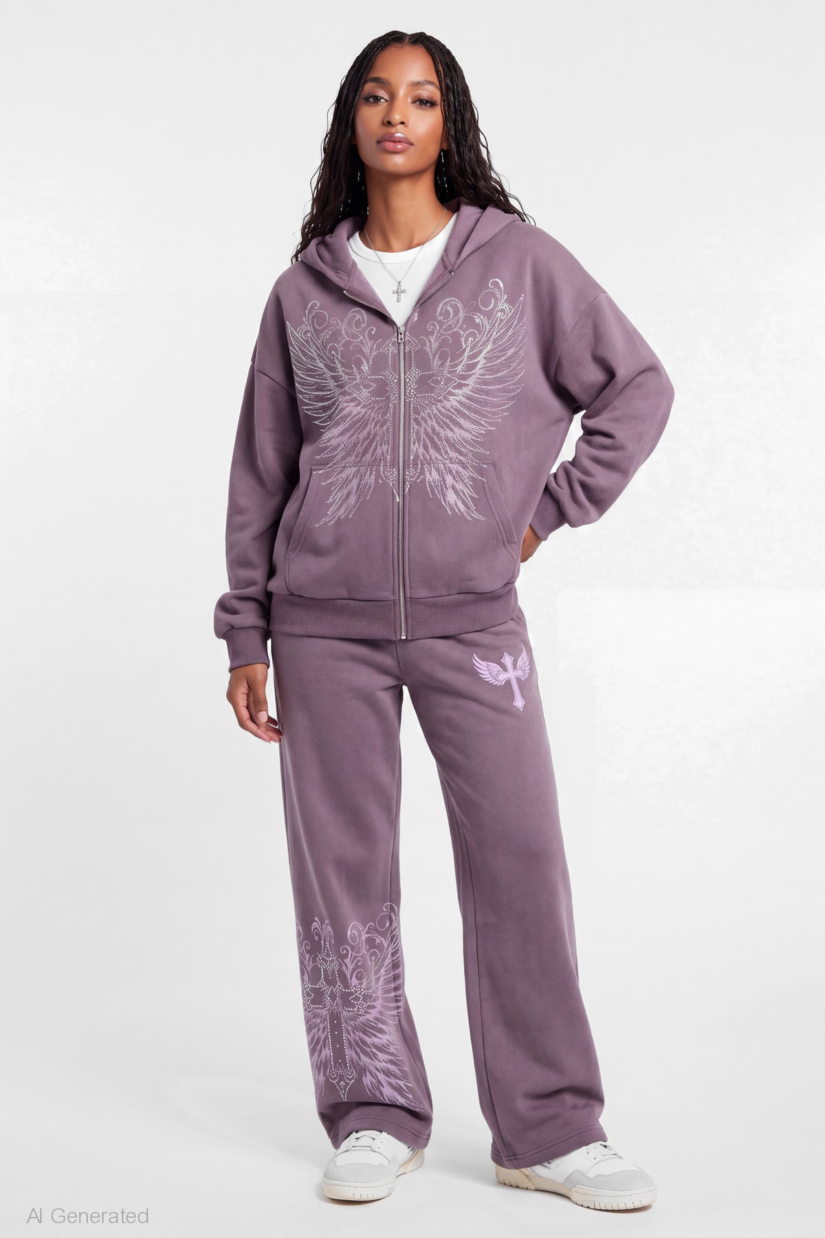 Alt View 3. Graphic Zip Hoodie - Purple