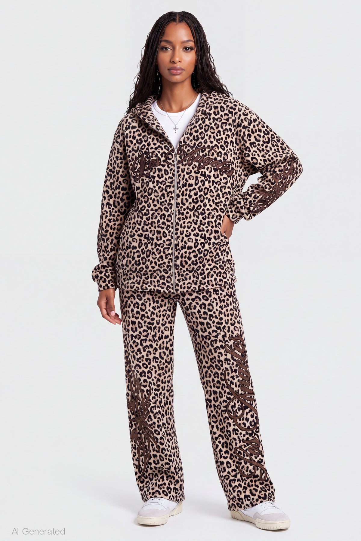 Alt View 3. Graphic Zip Hoodie - Leopard