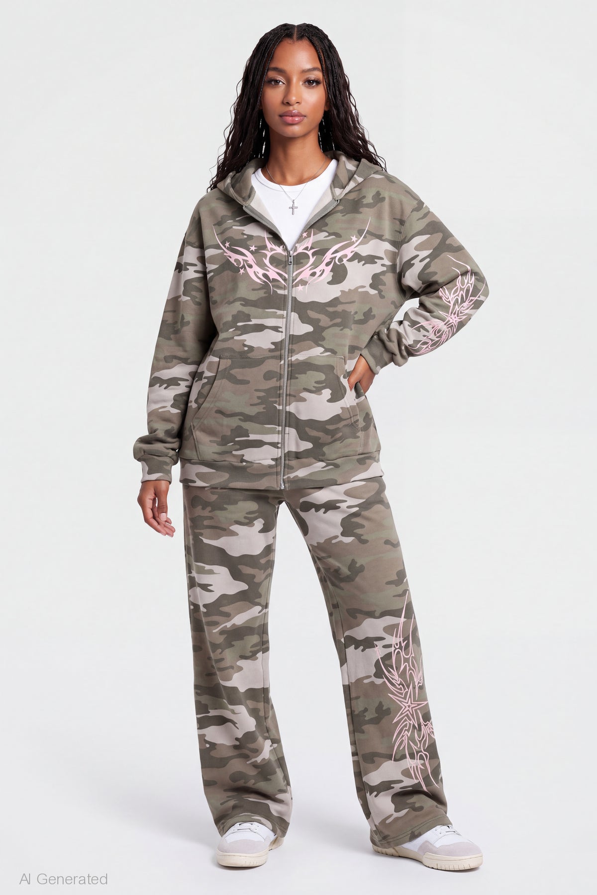 Alt View 3. Graphic Zip Hoodie - Camouflage