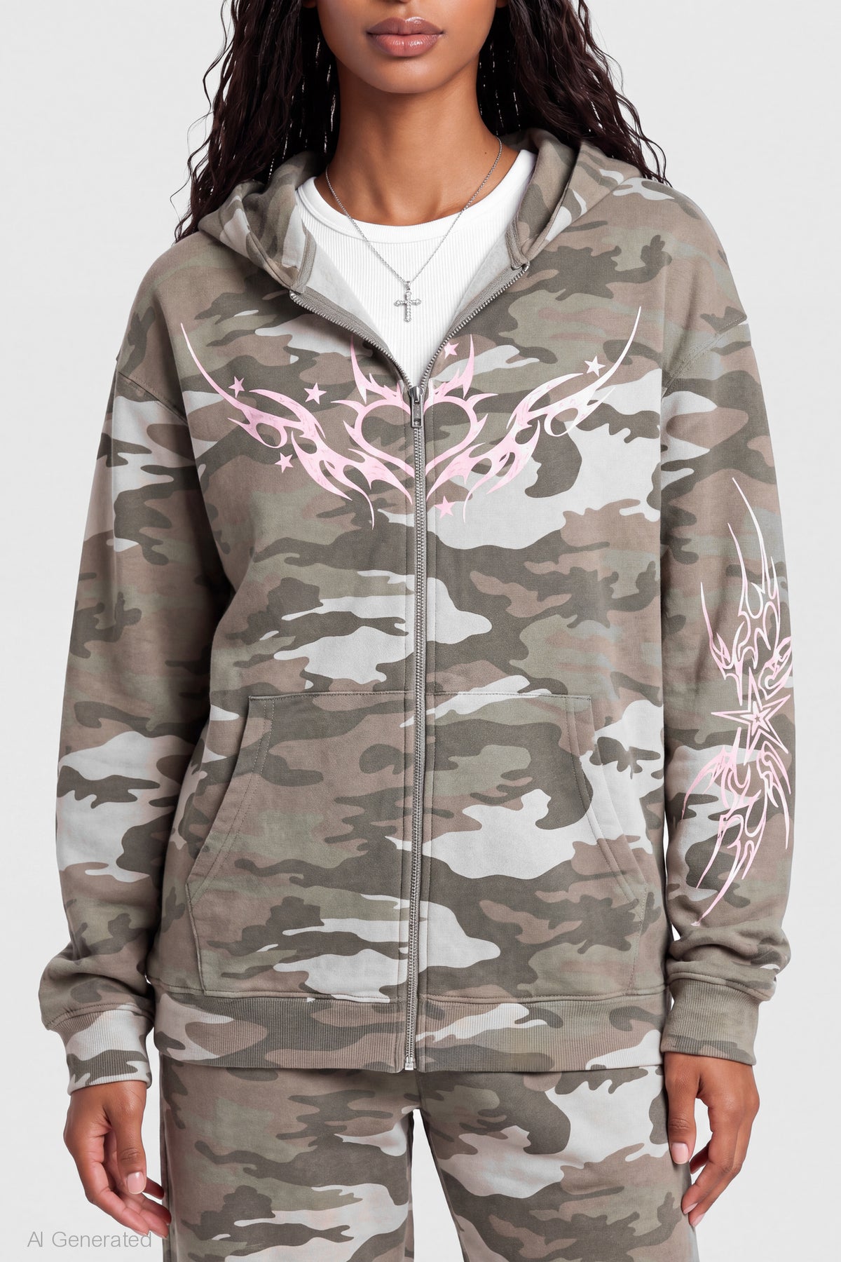 Alt View 4. Graphic Zip Hoodie - Camouflage