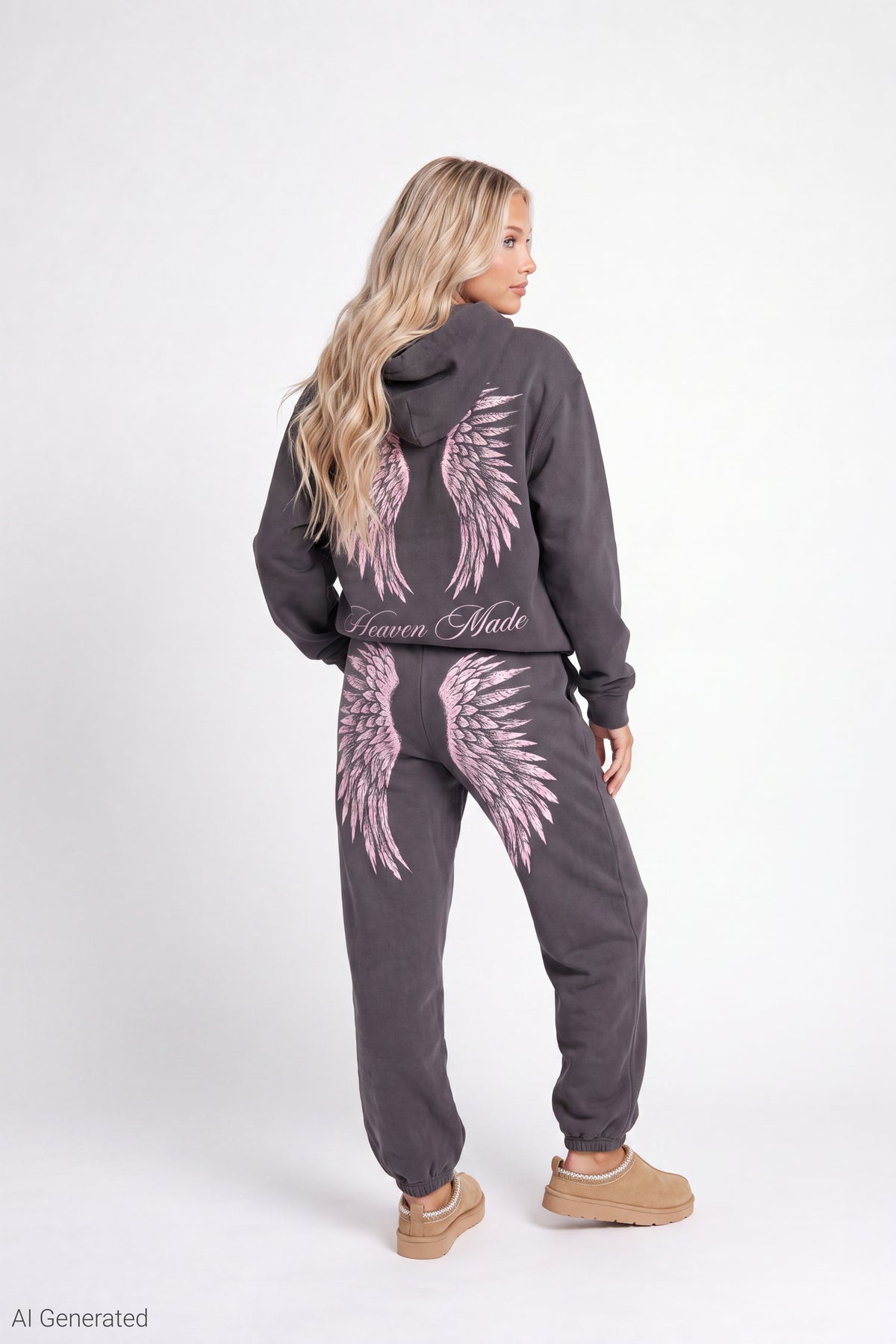 Alt View 3. Fleece Oversized Graphic Hoodie - Charcoal