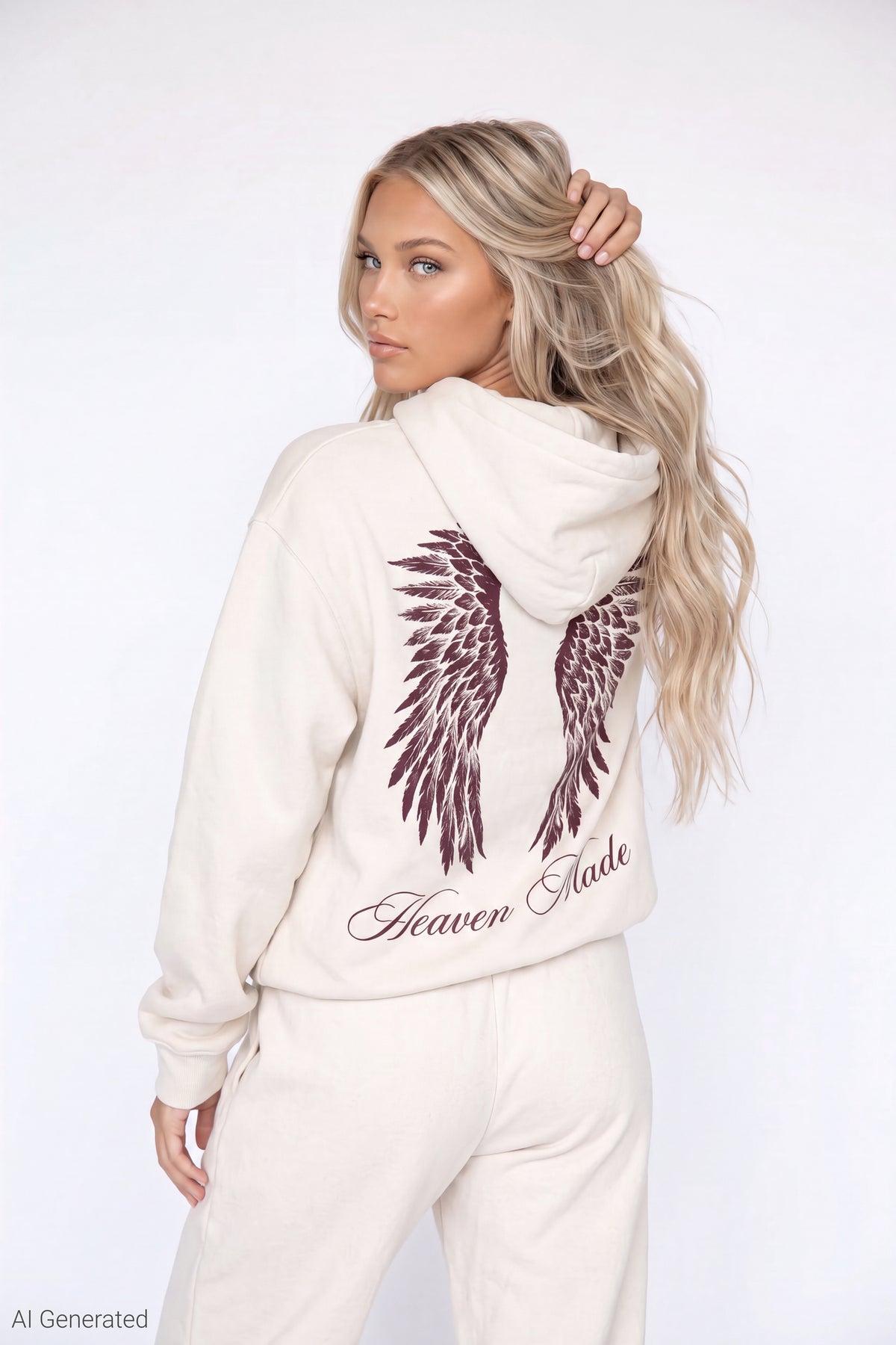 Fleece Oversized Graphic Hoodie - White