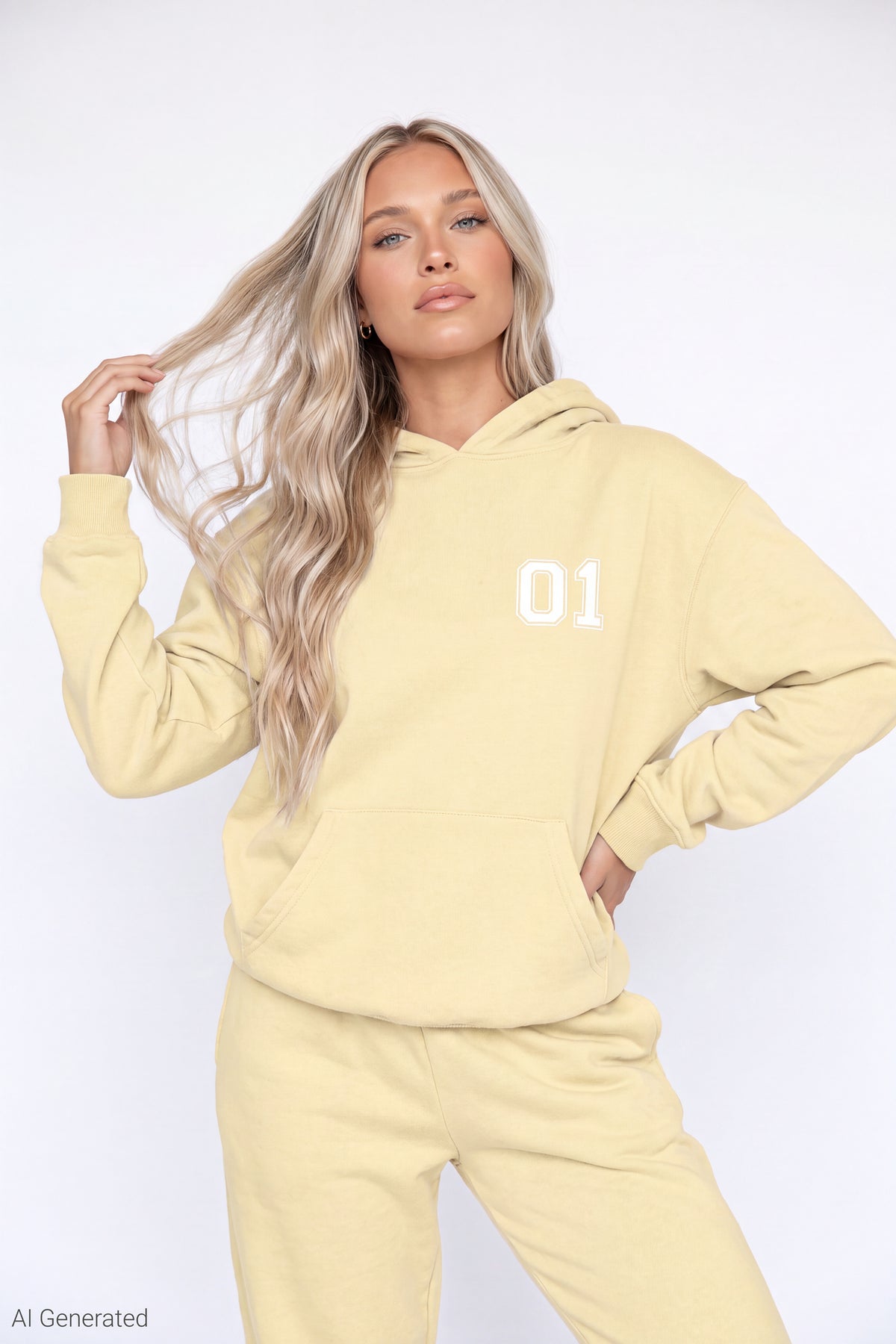 Fleece Oversized Graphic Hoodie - Yellow