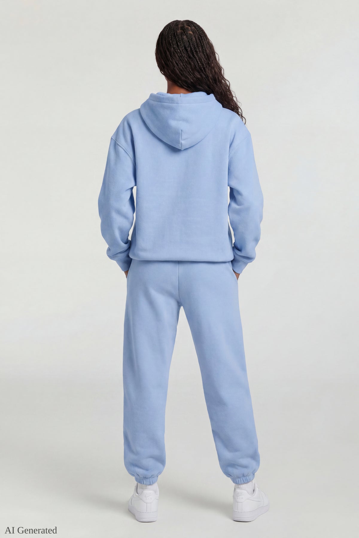Alt View 3. Fleece Oversized Graphic Hoodie - Baby Blue