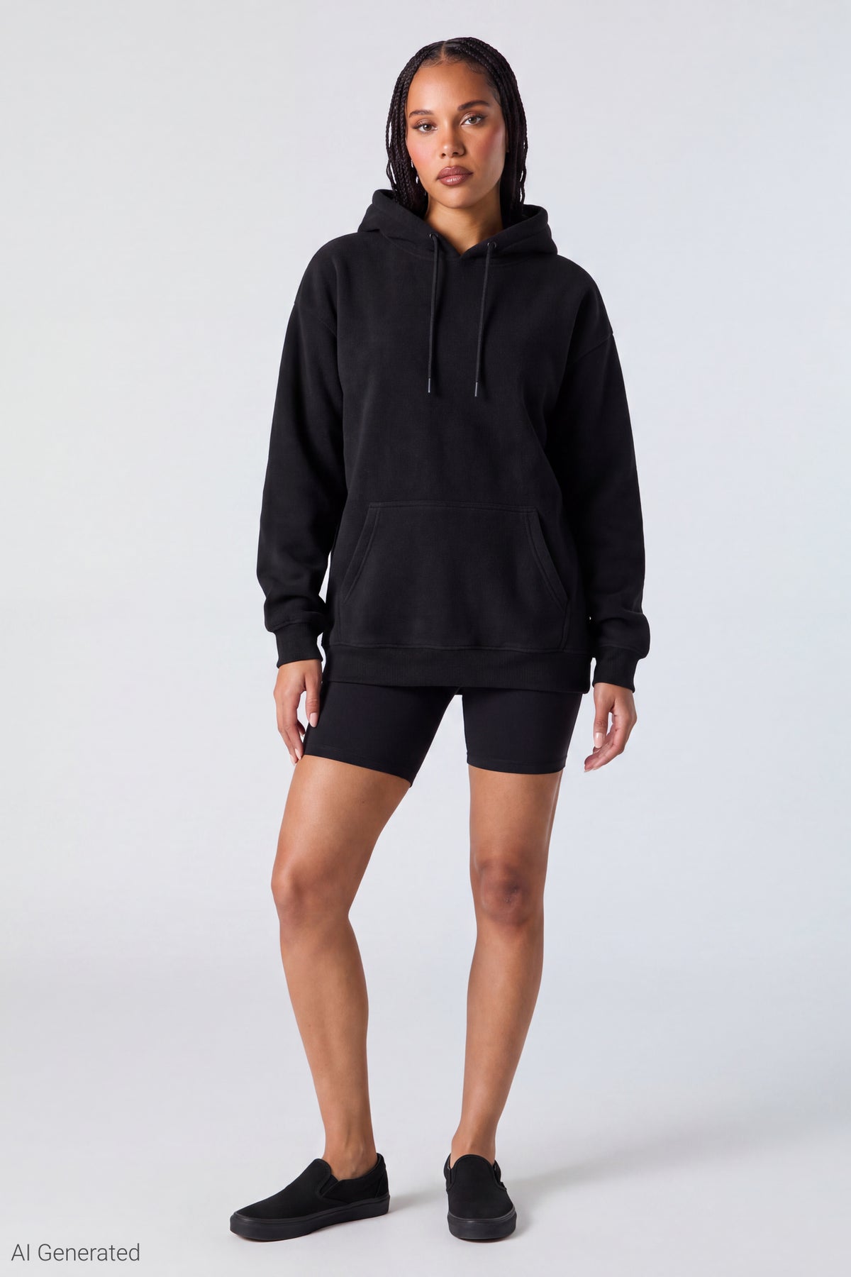 Alt View 2. Fleece Oversized Hoodie - Black