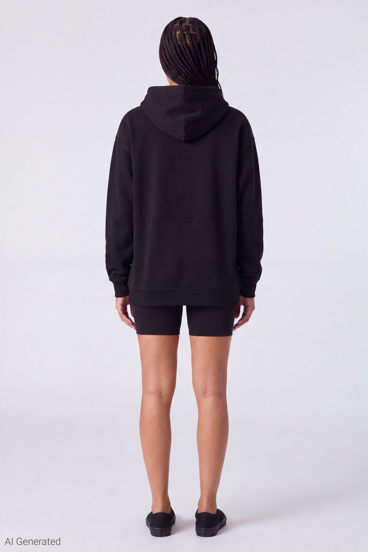 Alt View 3. Fleece Oversized Hoodie - Black