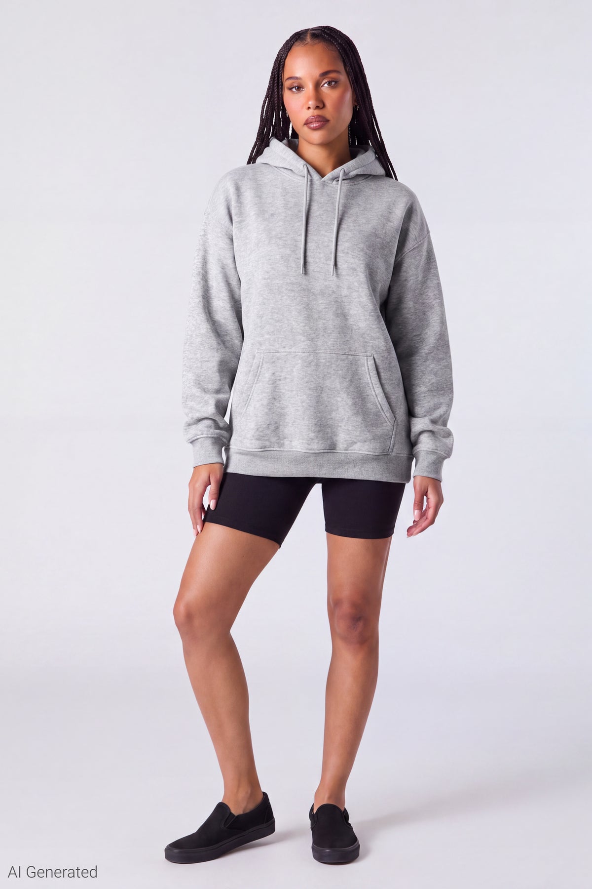 Alt View 2. Fleece Oversized Hoodie - Heather Grey