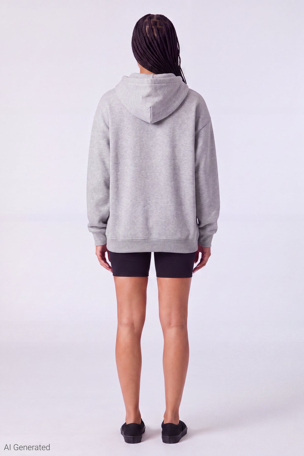 Alt View 3. Fleece Oversized Hoodie - Heather Grey