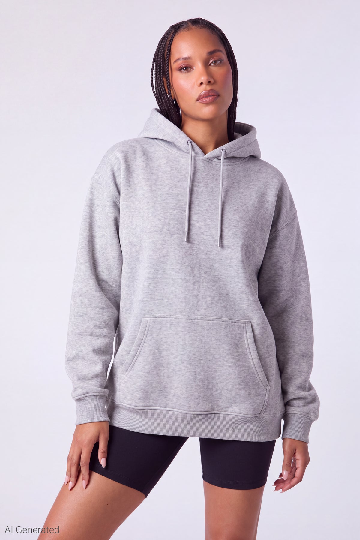 Fleece Oversized Hoodie - Heather Grey