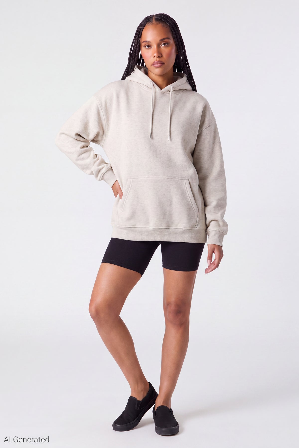 Alt View 2. Fleece Oversized Hoodie - Oatmeal