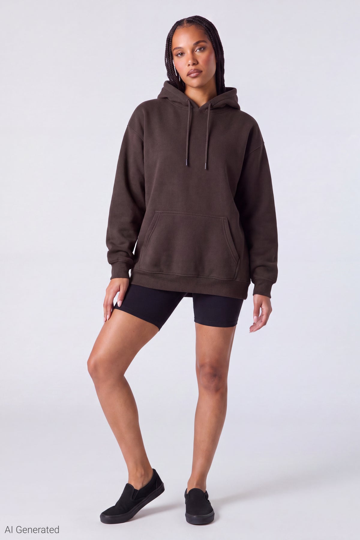 Alt View 2. Fleece Oversized Hoodie - Brown