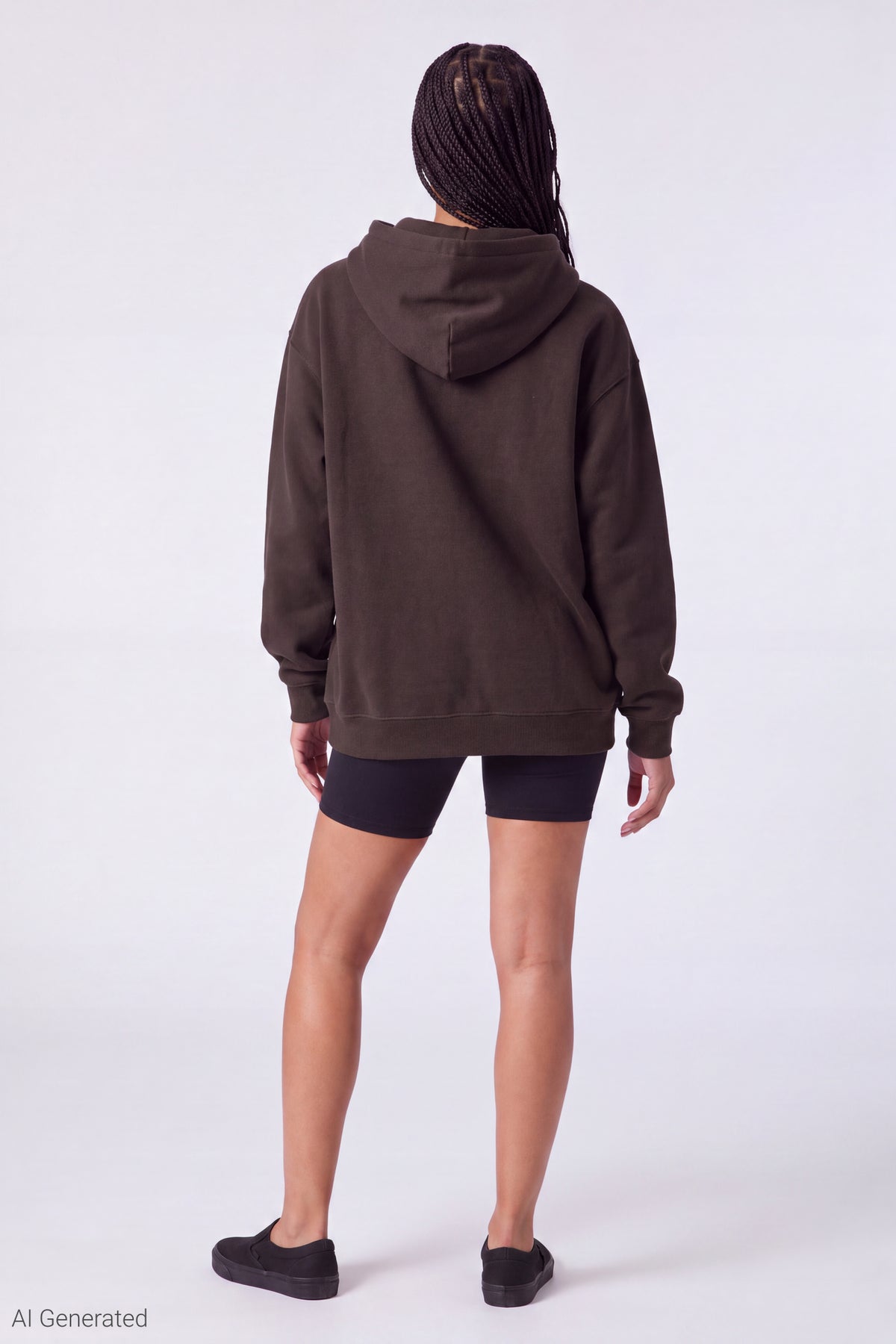 Alt View 3. Fleece Oversized Hoodie - Brown