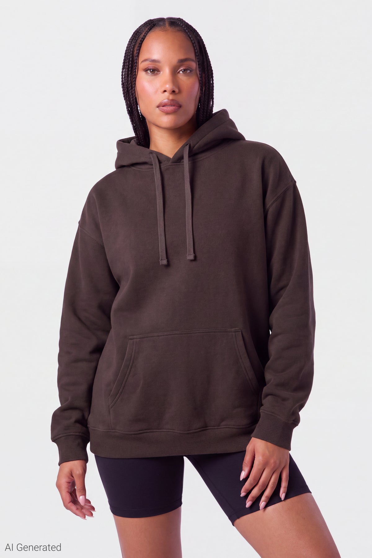 Fleece Oversized Hoodie - Brown