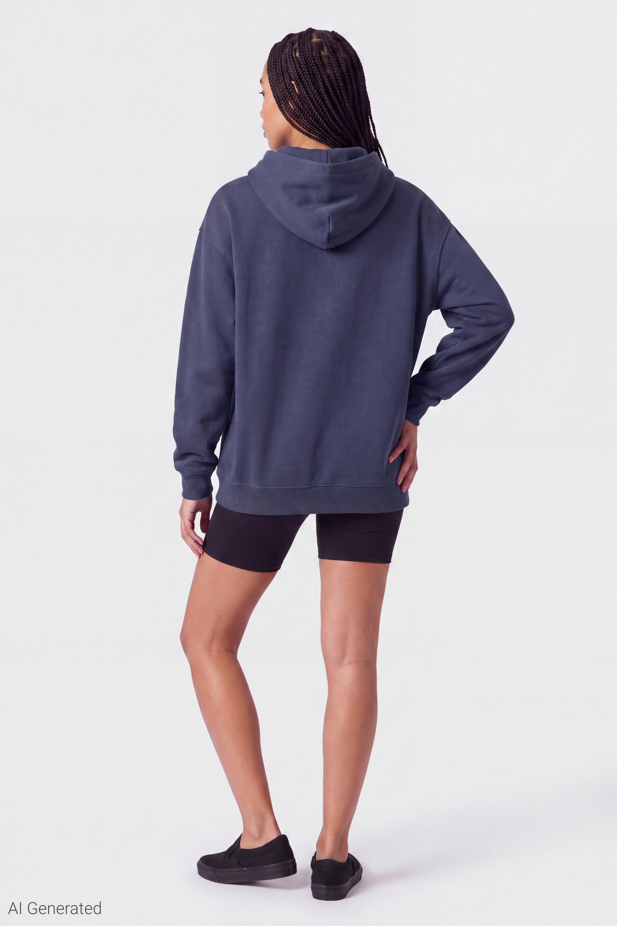 Alt View 3. Fleece Oversized Hoodie - Navy
