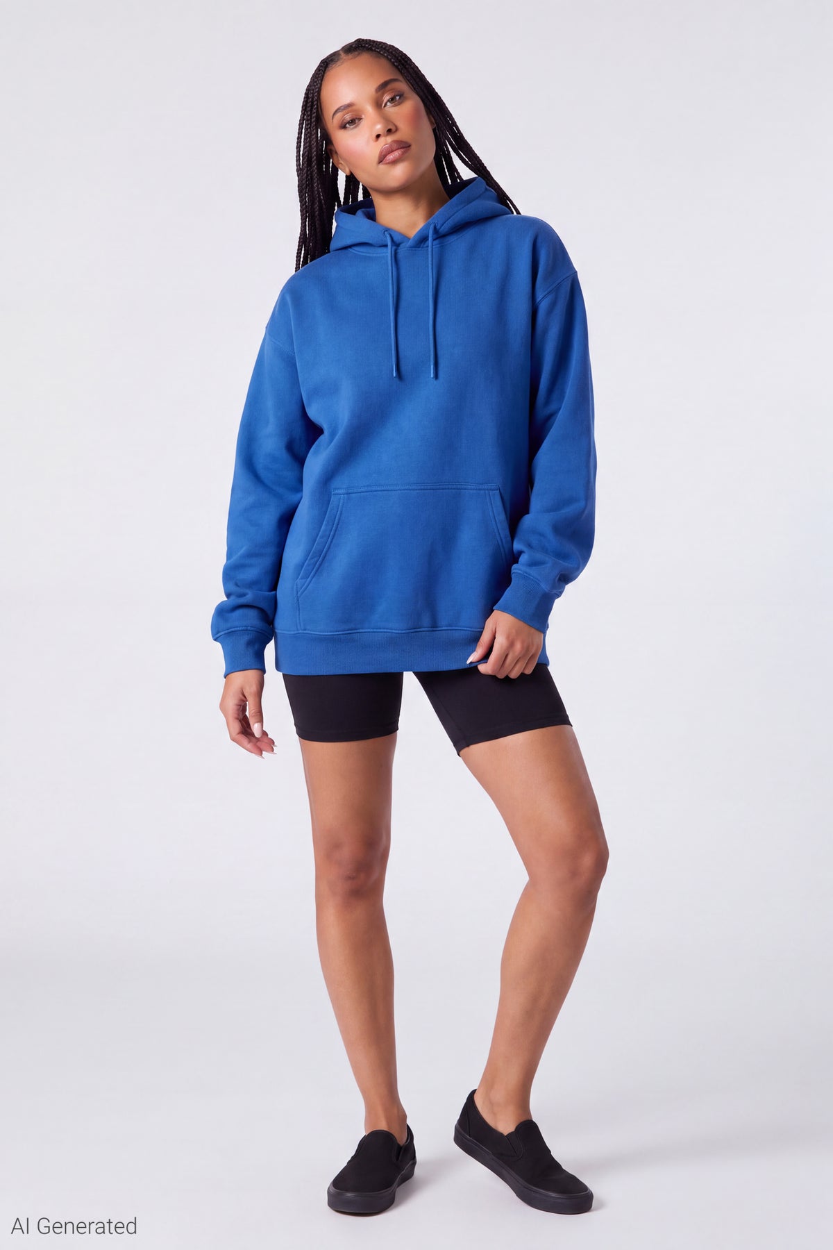 Alt View 2. Fleece Oversized Hoodie - Royal Blue