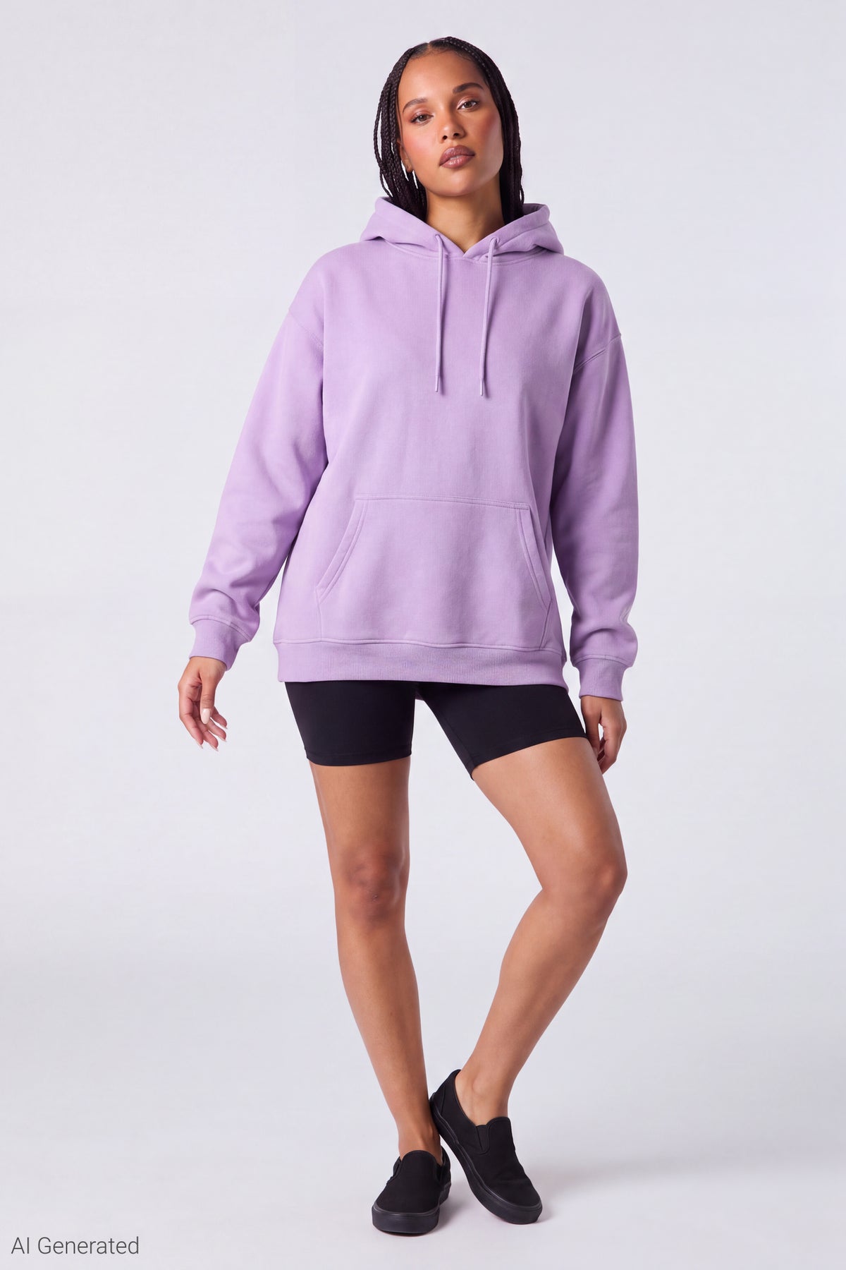 Alt View 3. Fleece Oversized Hoodie - Purple
