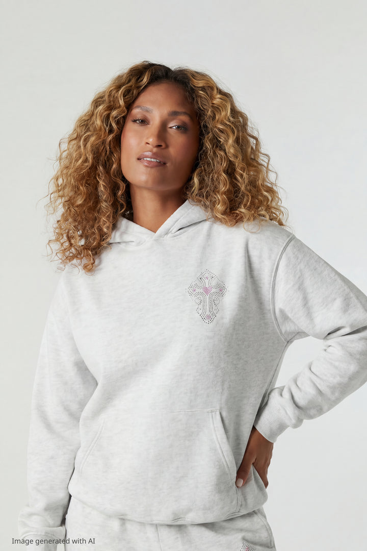 Fleece Rhinestone Hoodie