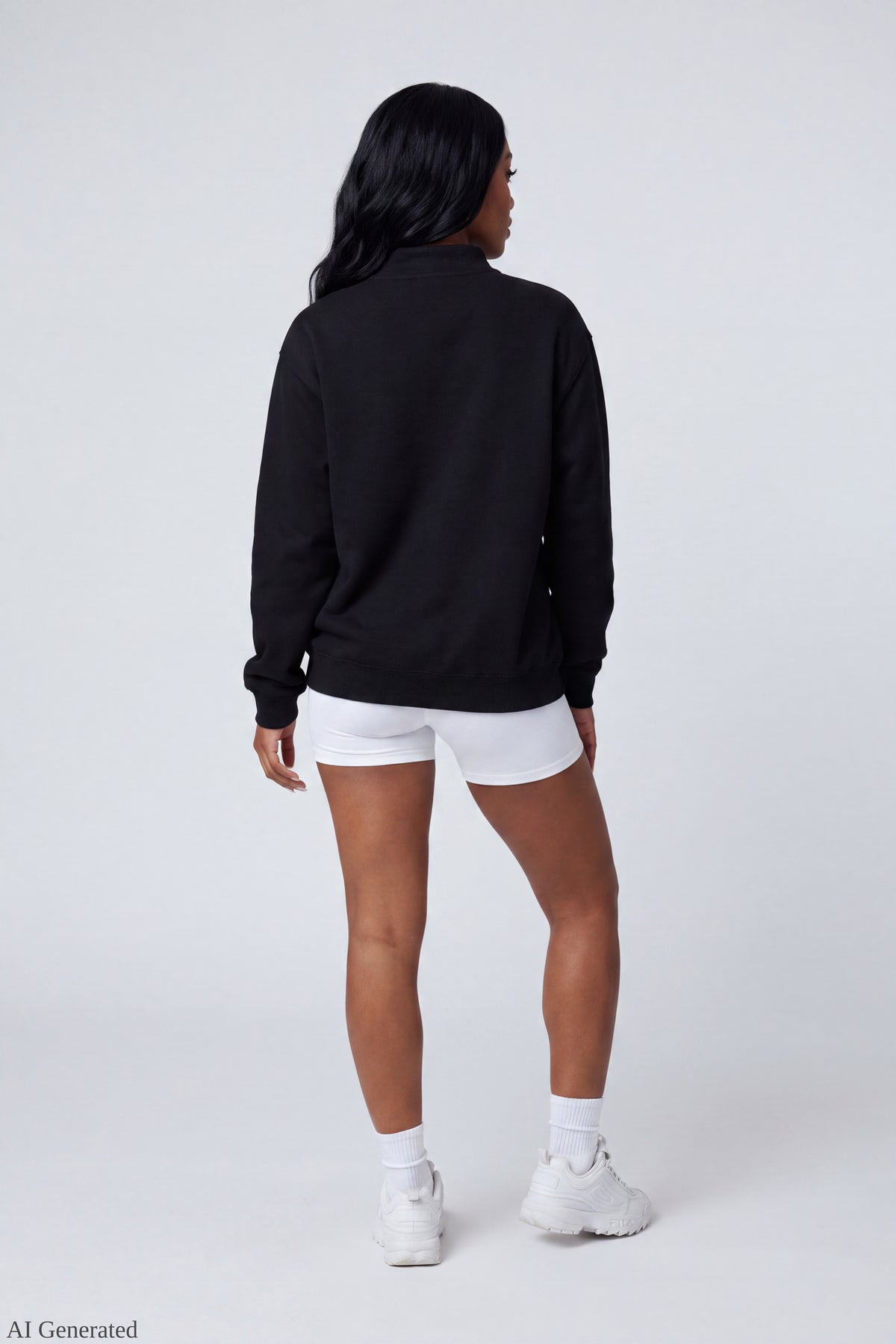 Alt View 3. Fleece Graphic Mock Neck Sweatshirt - Black