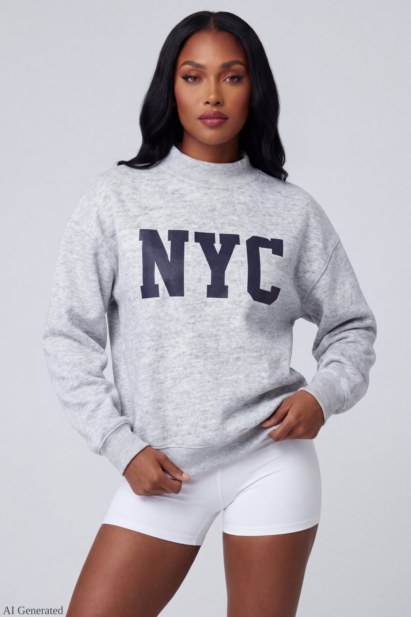 Fleece Graphic Mock Neck Sweatshirt – Charlotte Russe