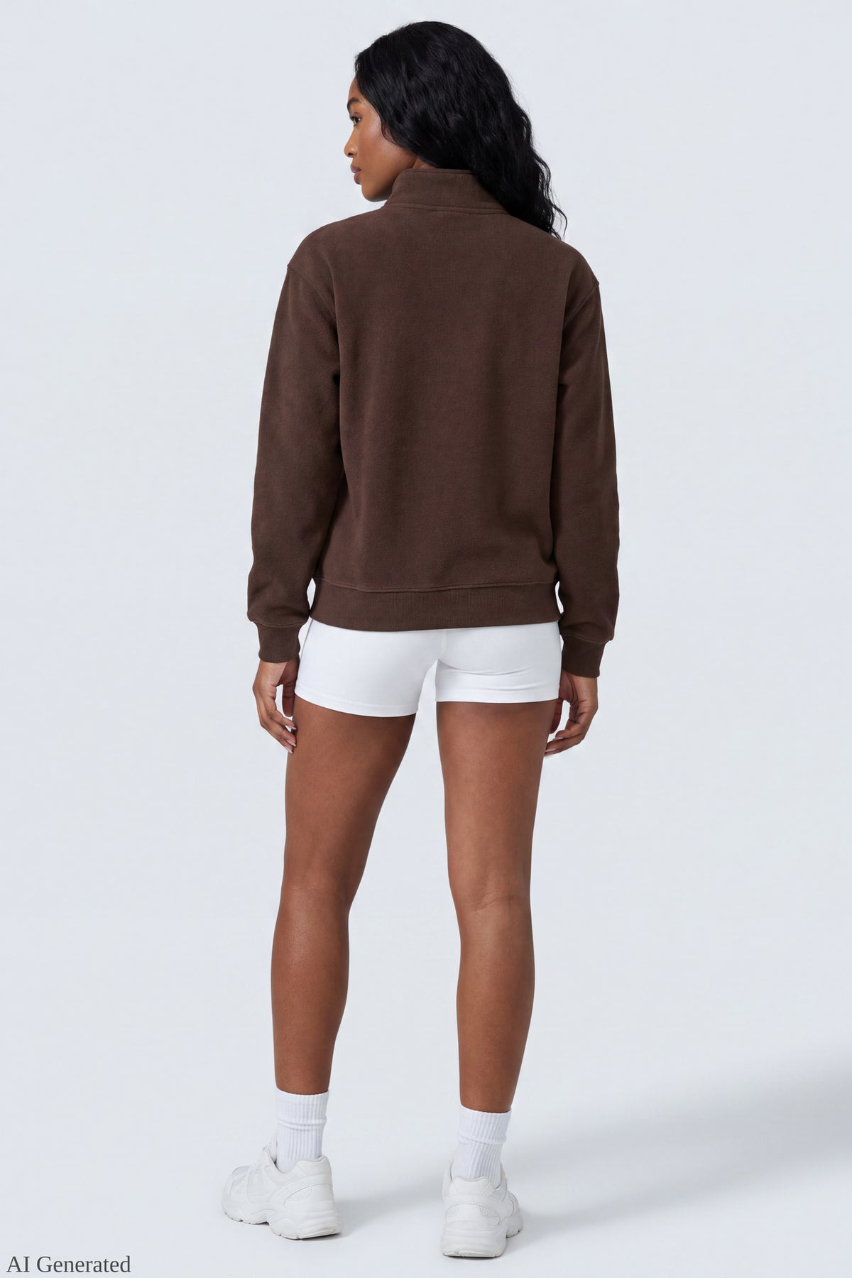 Alt View 3. Fleece Graphic Mock Neck Sweatshirt - Brown