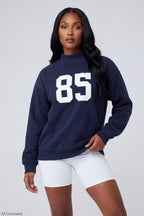 Fleece Graphic Mock Neck Sweatshirt