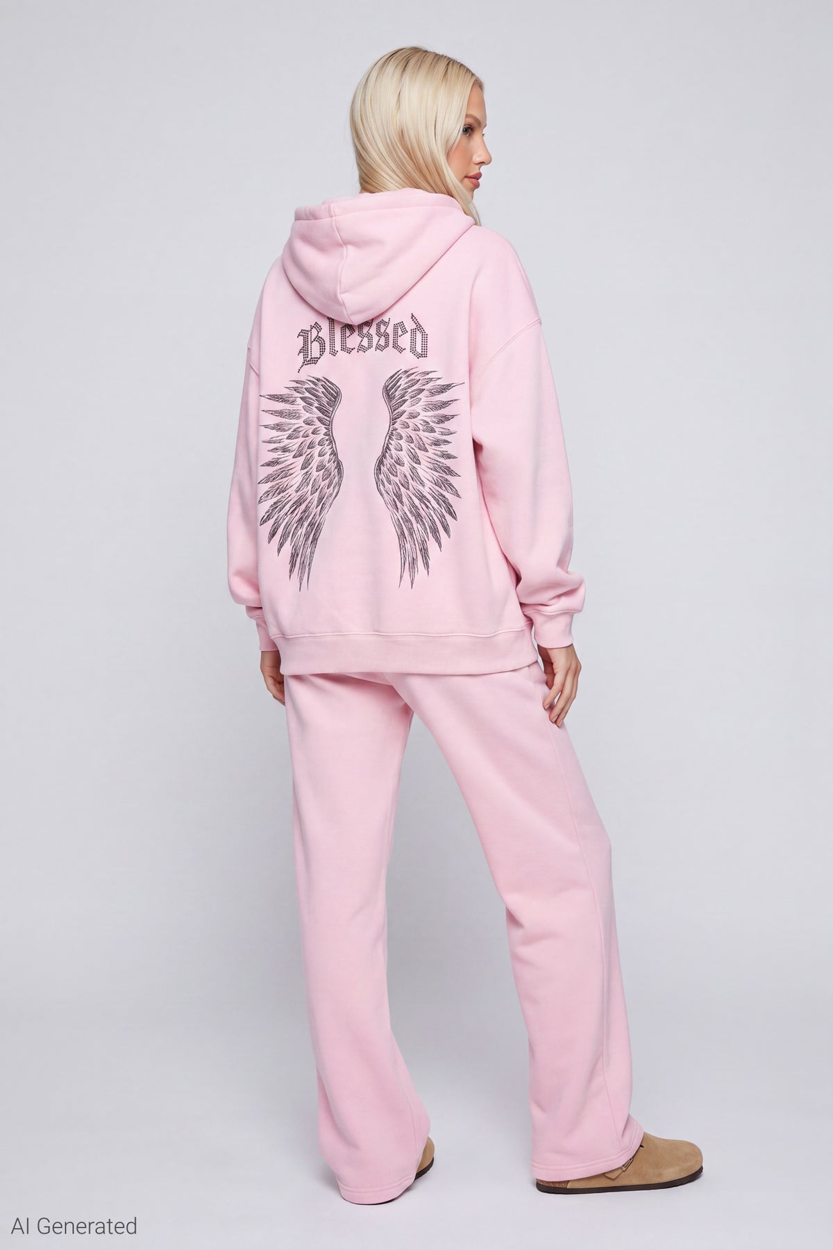 Alt View 3. Fleece Graphic Zip Hoodie - Pink