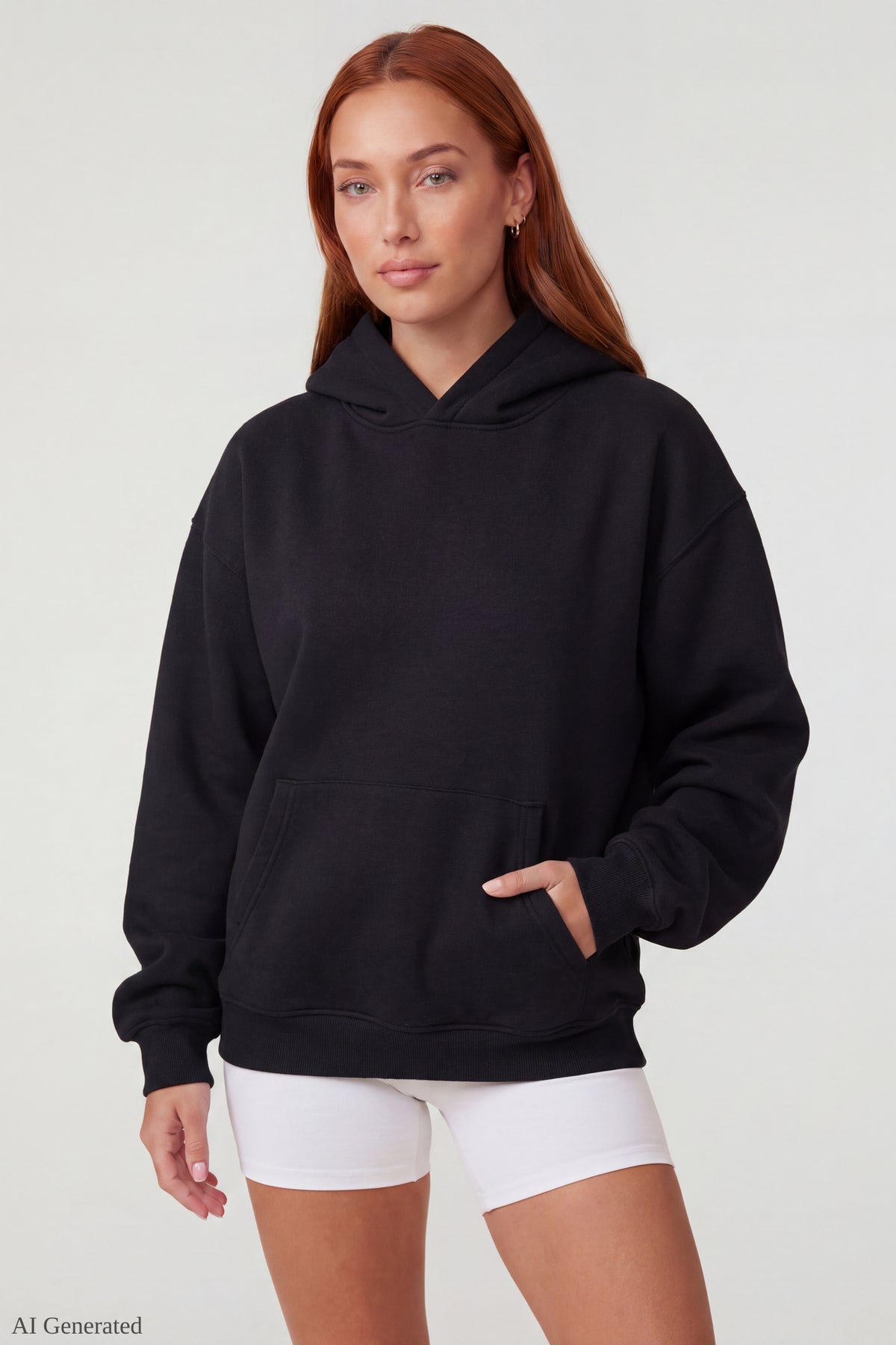 Alt View 2. Oversized Fleece Angel Wing Hoodie - Black