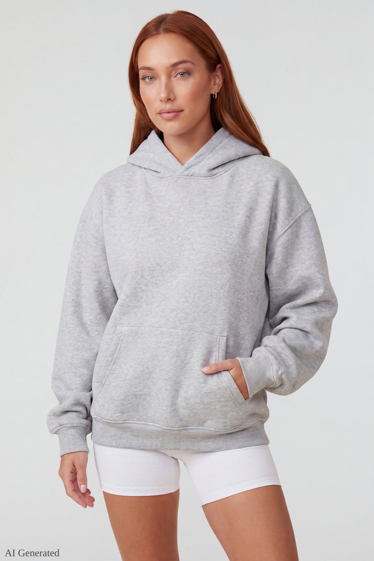 Alt View 2. Oversized Fleece Angel Wing Hoodie - Light Grey