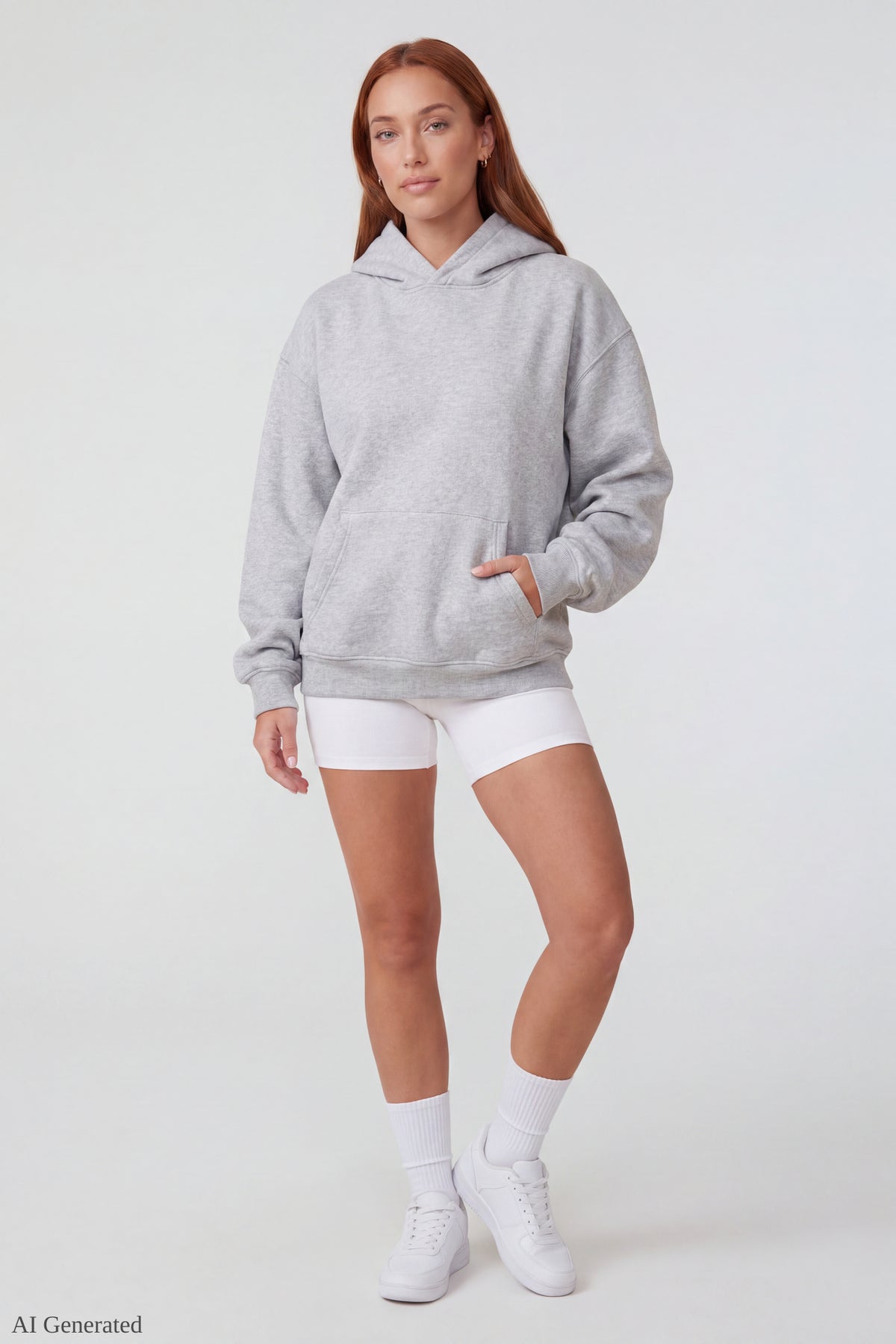 Alt View 4. Oversized Fleece Angel Wing Hoodie - Light Grey