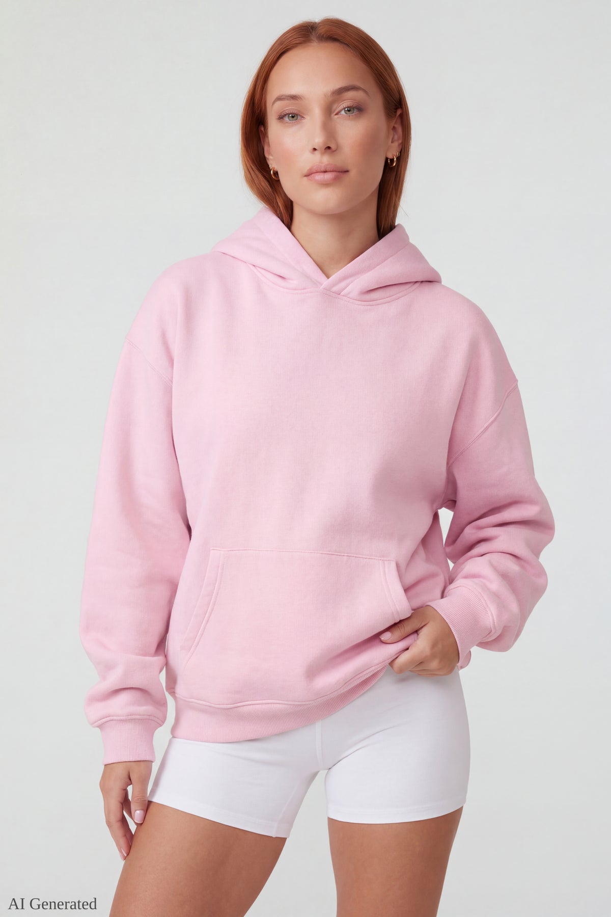 Alt View 2. Oversized Fleece Angel Wing Hoodie - Pink