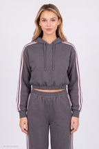 Striped Trim Bubble Hoodie