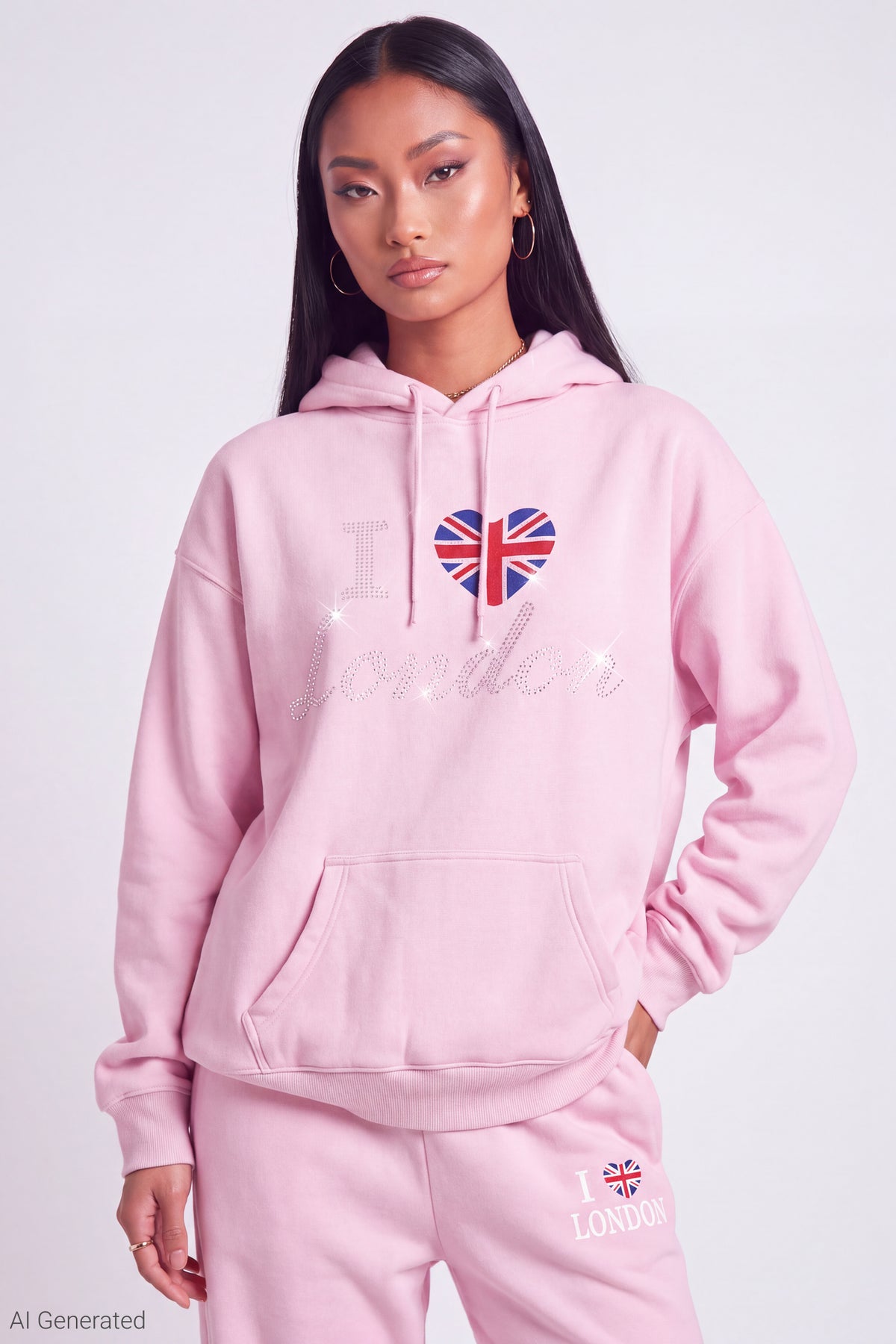 Luxe Fleece Graphic Hoodie - Pink