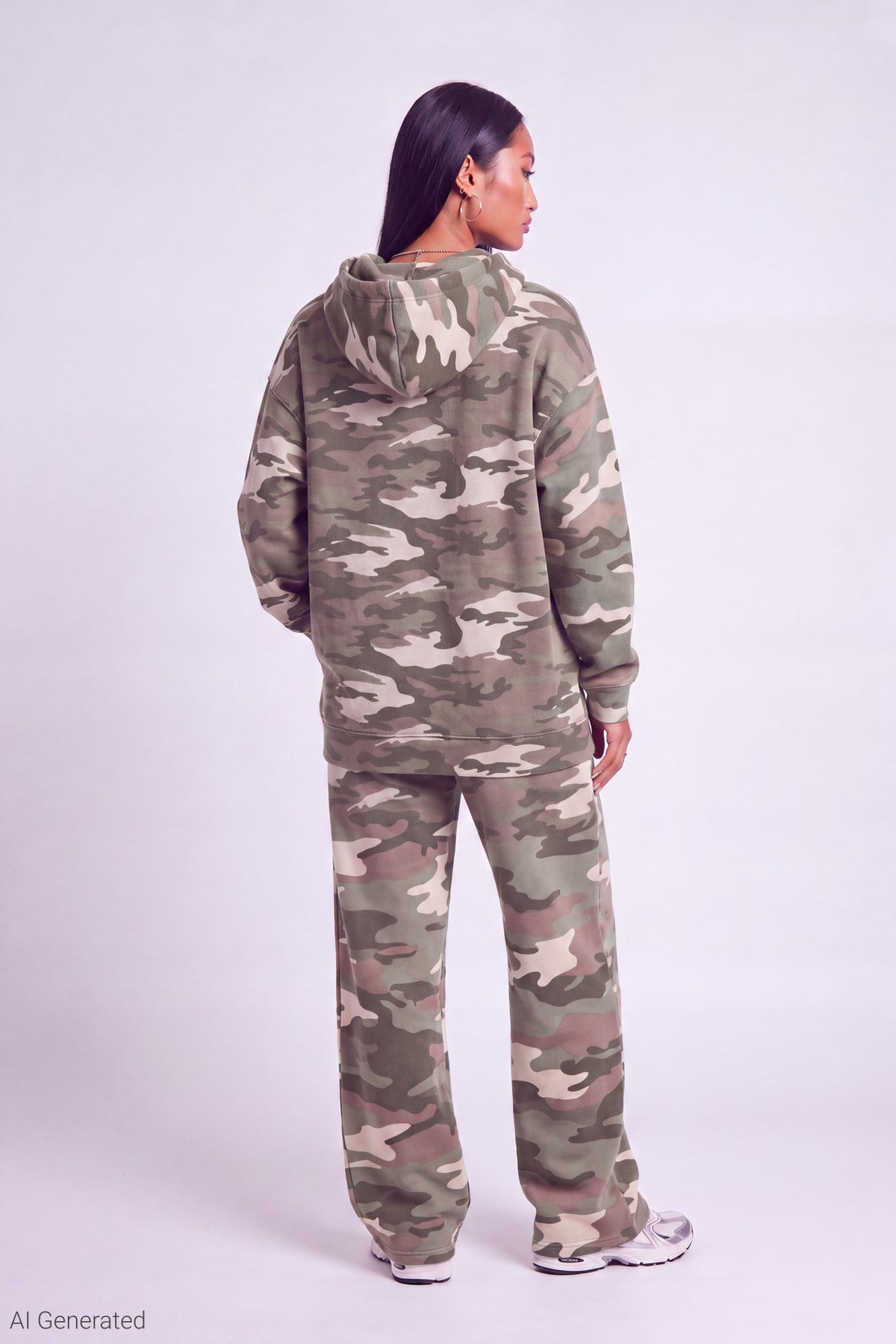 Alt View 3. Luxe Fleece Graphic Hoodie - Camouflage