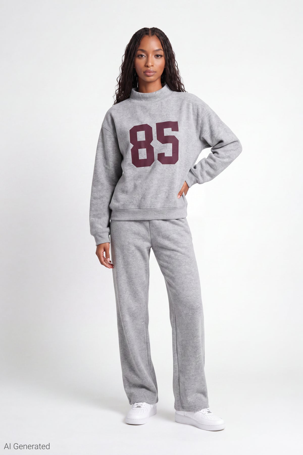 Alt View 2. Fleece Graphic Mock Neck Sweatshirt - Heather Grey