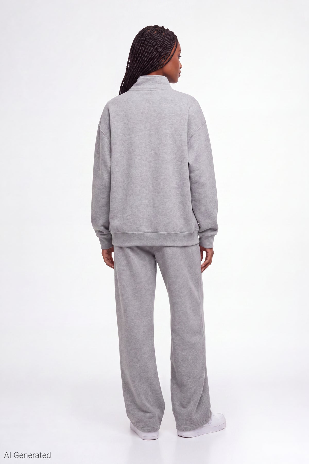 Alt View 3. Fleece Graphic Mock Neck Sweatshirt - Heather Grey