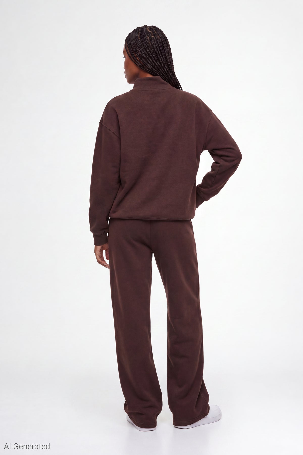 Alt View 3. Fleece Graphic Mock Neck Sweatshirt - Brown