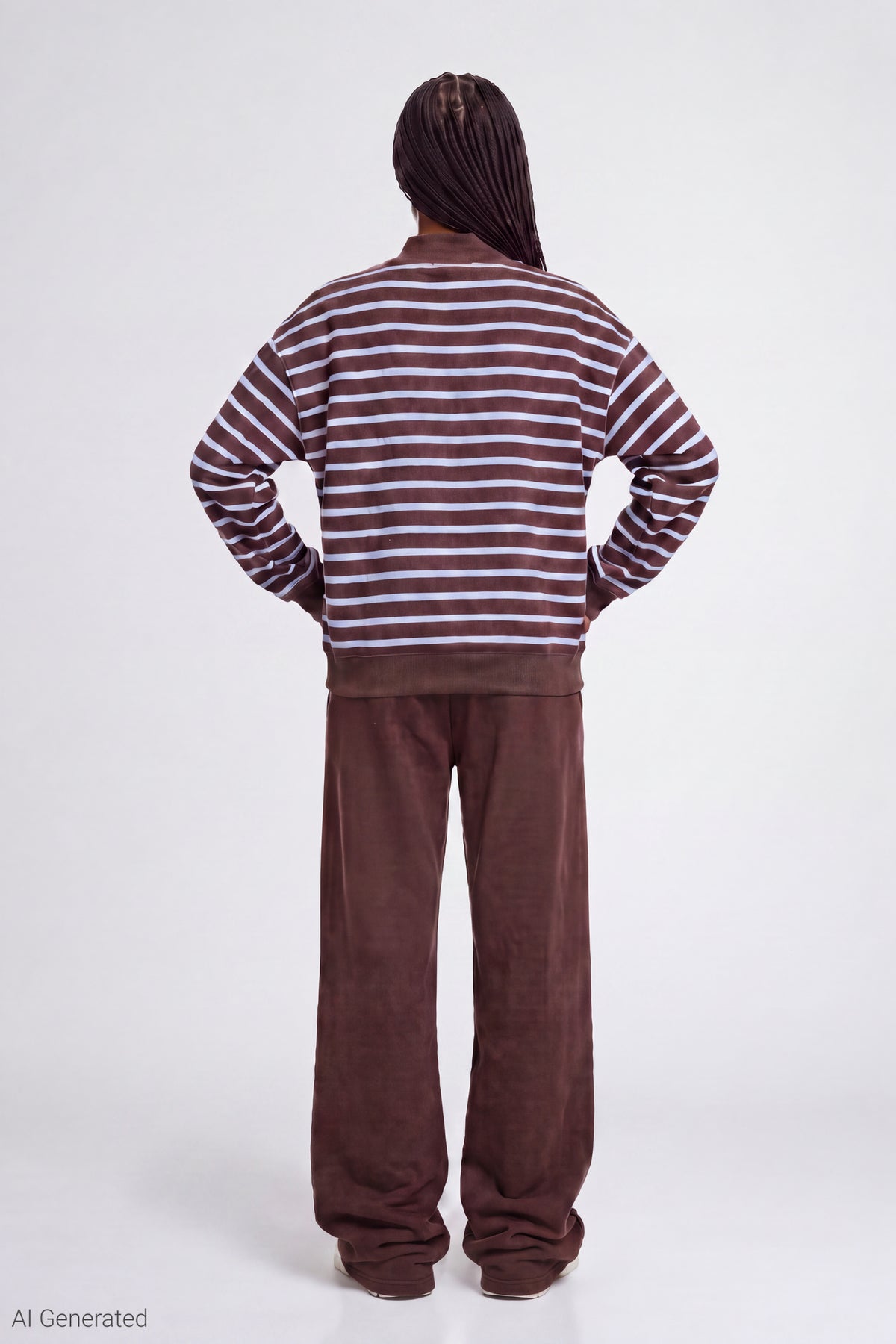 Alt View 3. Fleece Graphic Mock Neck Sweatshirt - Dark Brown