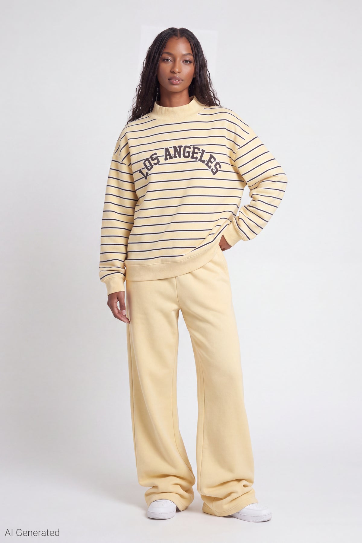 Alt View 2. Fleece Graphic Mock Neck Sweatshirt - Yellow