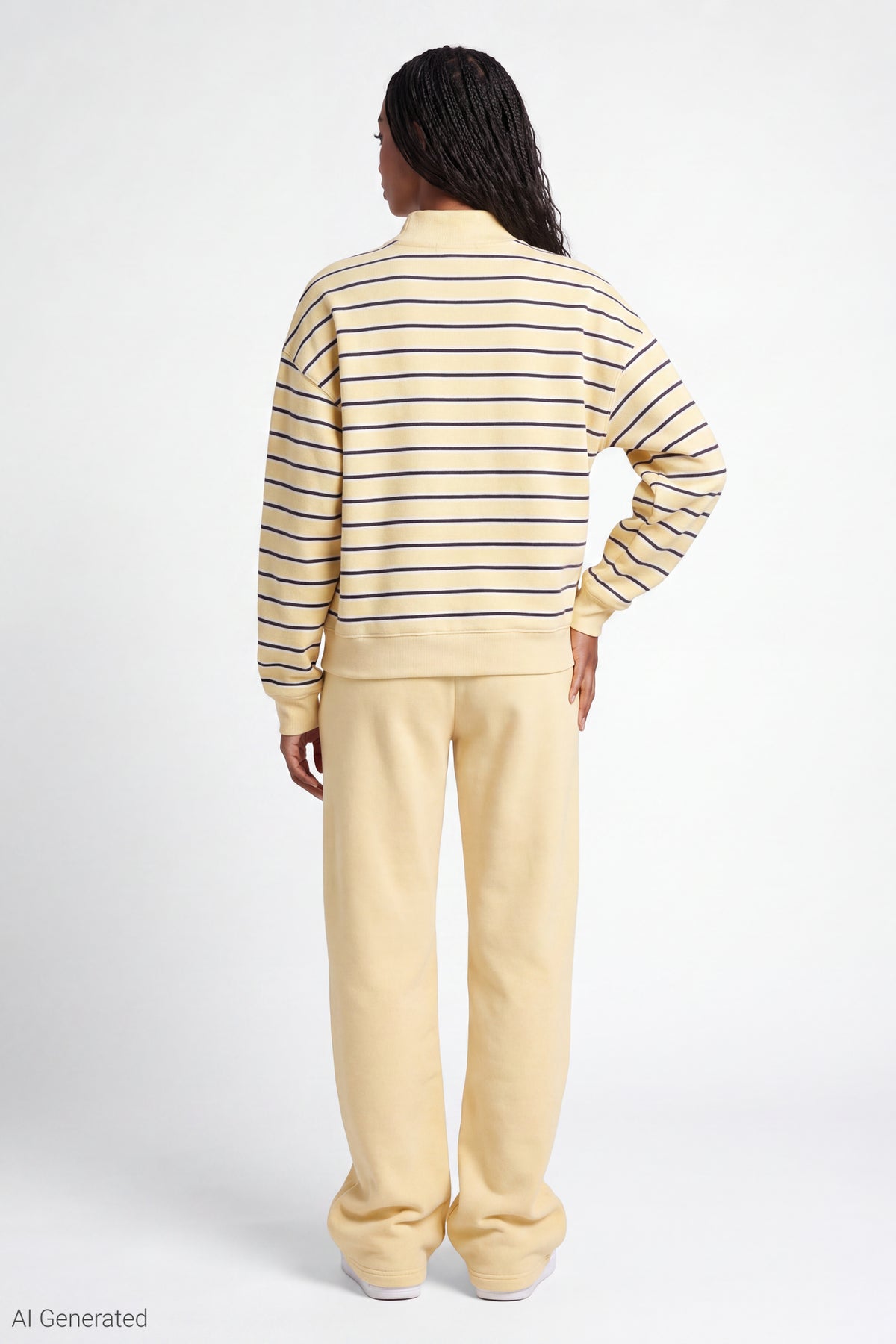 Alt View 3. Fleece Graphic Mock Neck Sweatshirt - Yellow