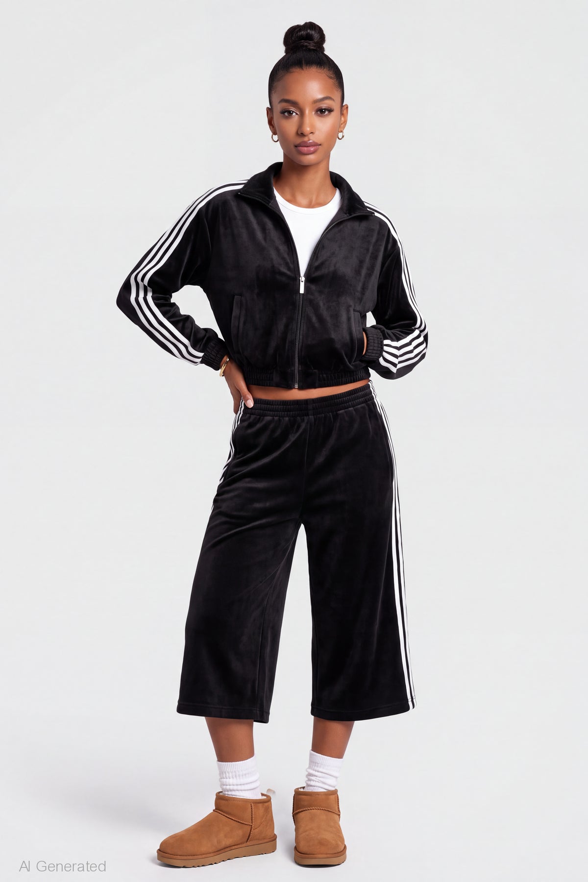 Alt View 3. Fleece Track Jacket - Black